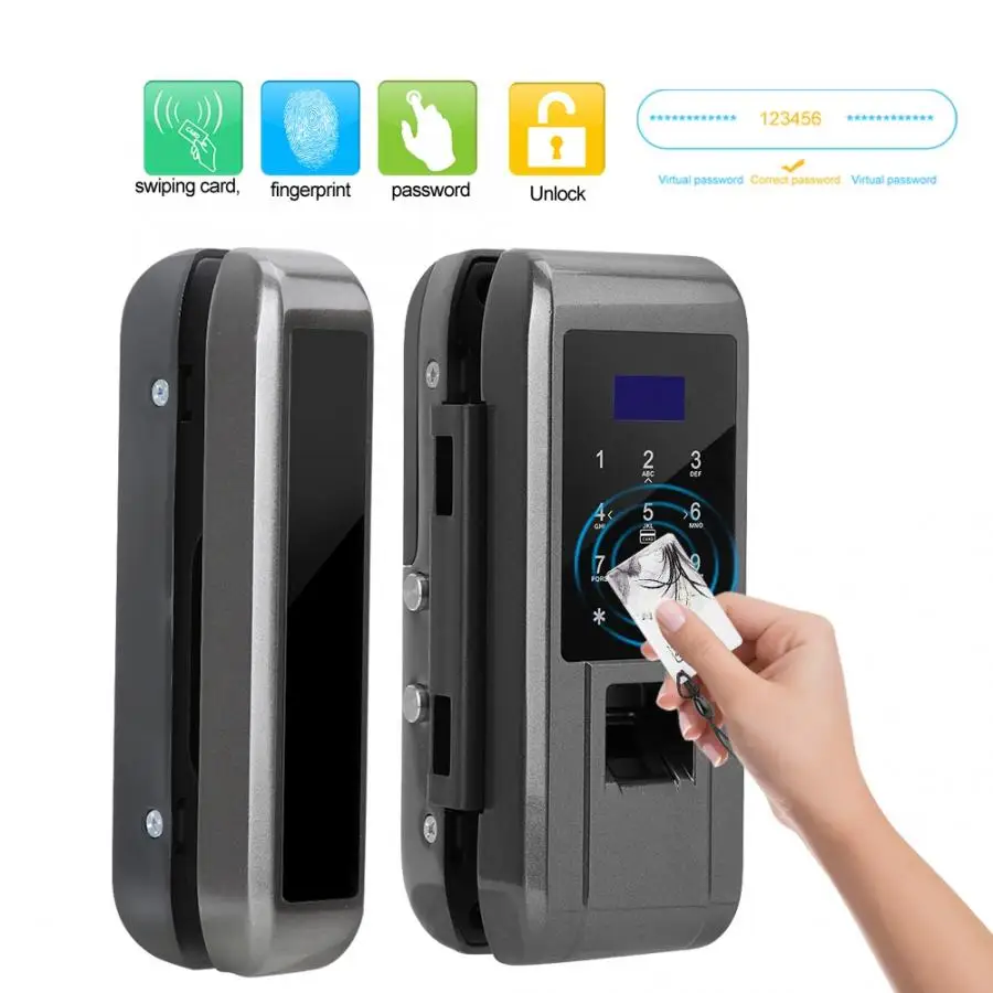 Glass Door Fingerprint Password Digital Electronic Smart Lock for Home Office Security Electronic Smart Lock