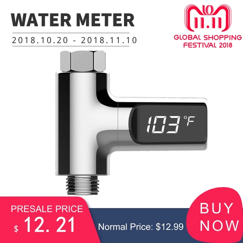 LED Display Fahrenheit Home Water Shower Thermometer Flow Self-Generating Electricity Water Temperture Meter LED Display Fahrenheit Home Water Shower Thermometer Flow Self-Generating Electricity Water Temperture Meter