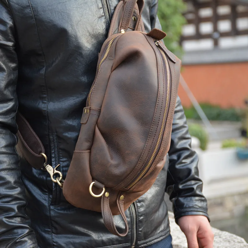 Schulter Umhängetaschen Crazy Männer Brust Vintage Brown Messenger Echtes Männlichen Tasche Boleke Taschen Dark Kleine Horse Marke Lässig Leder x5qvCYXw