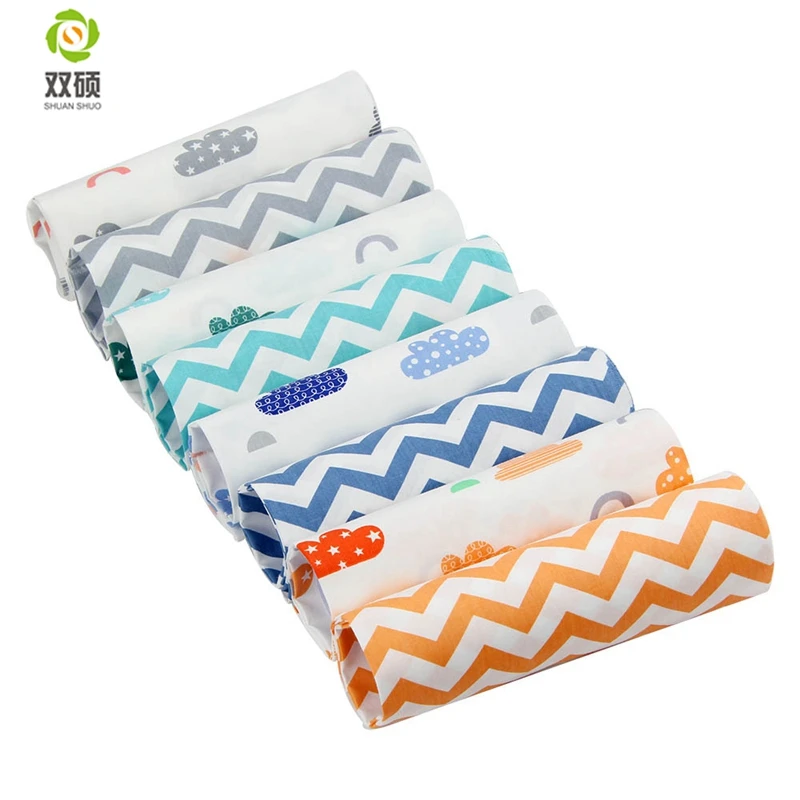 

Shuanshuo Half Meter Clouds&Stripes Series Twill Cotton Fabric Patchwork Cloth Of Handmade DIY Quilting Sewing Textile Material