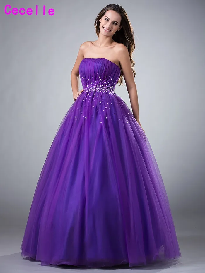 purple puffy prom dresses
