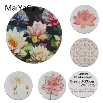 

MaiYaCa New Designs Lotus Flower Unique Desktop Pad Game Mousepad Customized Your Own Style Round Mouse pads