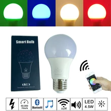 4,5 W E27 RGBW светодиодные лампочки Bluetooth 4,0 сетки smart лампы освещения изменение цвета Затемнения AC100-240V для дома отель КТВ