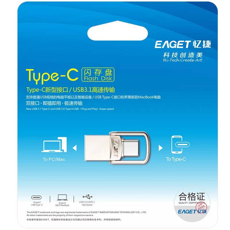 Eaget CU20 USB флеш-накопитель 32 Гб Usb 3,0 флеш-накопитель Мини U диск OTG флеш-накопители USB карта памяти для телефонов типа C ПК