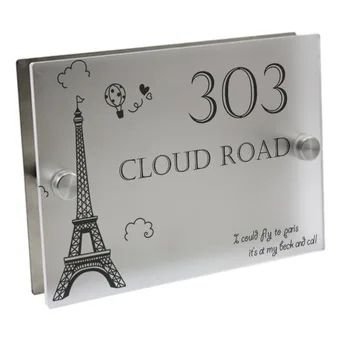 

Tower Doorplate Personalized Number Door Sign Plaque Street Acrylic Matte Glass House Address Plaques Outdoor Signs