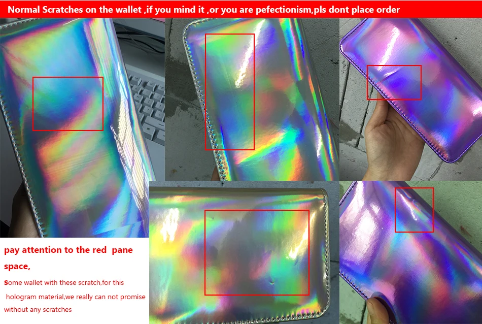 Shiny Hologram Zipper Clutch Purse