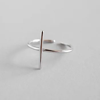 

VERY THIN Authentic S925 Sterling Silver FINE Jewelry Cross Religion Round Band Rings adjust J507