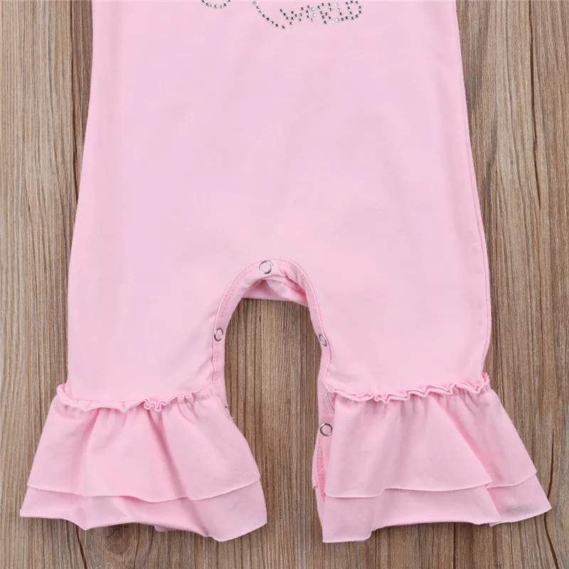 Новое поступление; одежда для сна; кружевное платье для маленьких девочек 3D розового цвета с цветочным узором и длинными Детский комбинезон с повязкой-бантом из хлопка комплекты одежды для новорожденных; одежда для детей 0-18 м