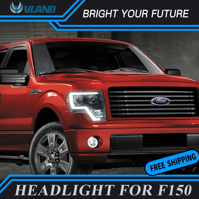 

Car Head Lamp For Ford F150 2008-2014 LED Headlight Angle Eye HID Lighting Lens LED Strip Headlights Front Lamp