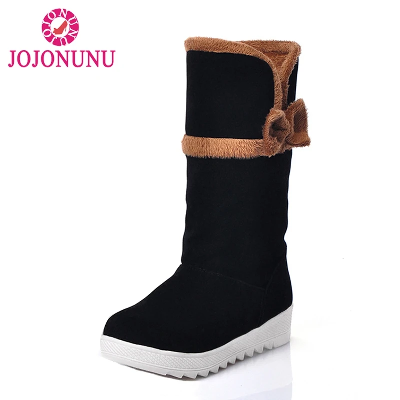 

FITWEE Women Snow Boots Bowtie Plush Fur Half Short Boots Women Shoes Warm Fashion Short Boots Female Footwear Size 34-40