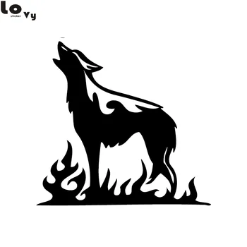

Loudmouthed Wolf Flame Car Sticker Creative Cartoon Animal Car Decorative Decal