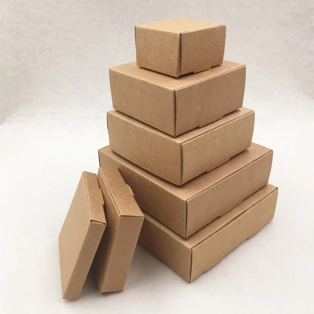 

Brown Blank Kraft Paper Boxes Various Size for Jewelry Candy Festival Gift Packaging Boxes Accept Custom Logo and Patterns 50pcs
