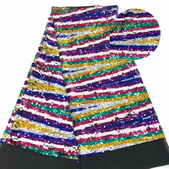 

2019 Latest Style Blue Gold Green High Quality African Velvet Lace Fabric With Sequins Nigerian Lace Fabrics For Wedding Party