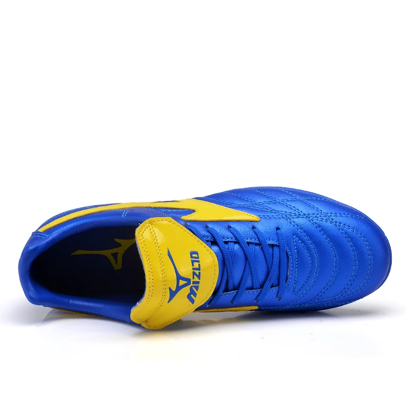 Zapatos de fútbol de las mujeres de los hombres zapatillas de fútbol TF Chuteira ligero botas de futbol chuteiras utdoor deporte fútbol azul 8,5