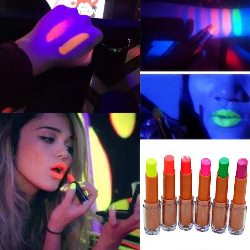 

New Fashion Waterproof Moisturizing Lasting Non-marking Lipstick 6 Colors Colorful Luminous Fluorescence Lipstick TSLM1