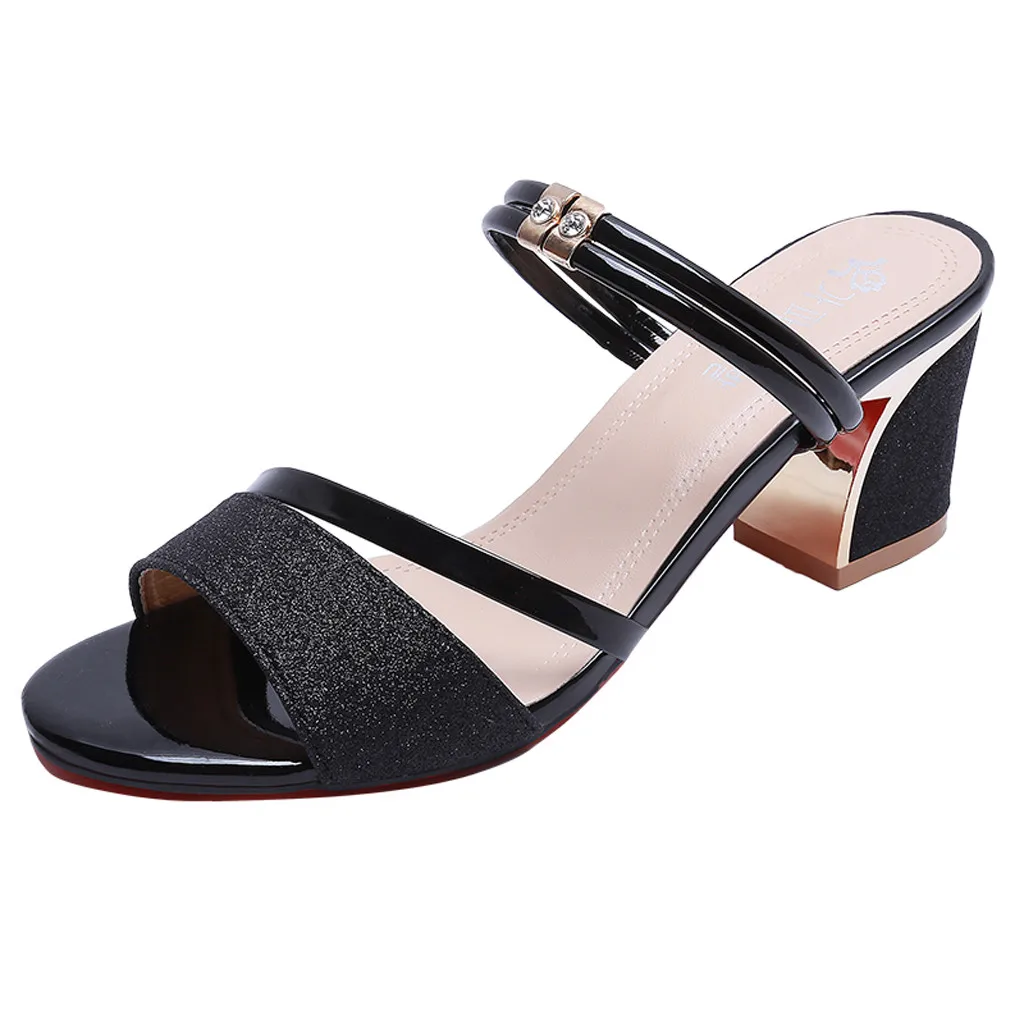 

Jaycosin Sandals Women Open Toe Thick Sandals Fashion Two Wear Joker High Heels Wild Open Toe Heel Shoes Gladiator Shoes