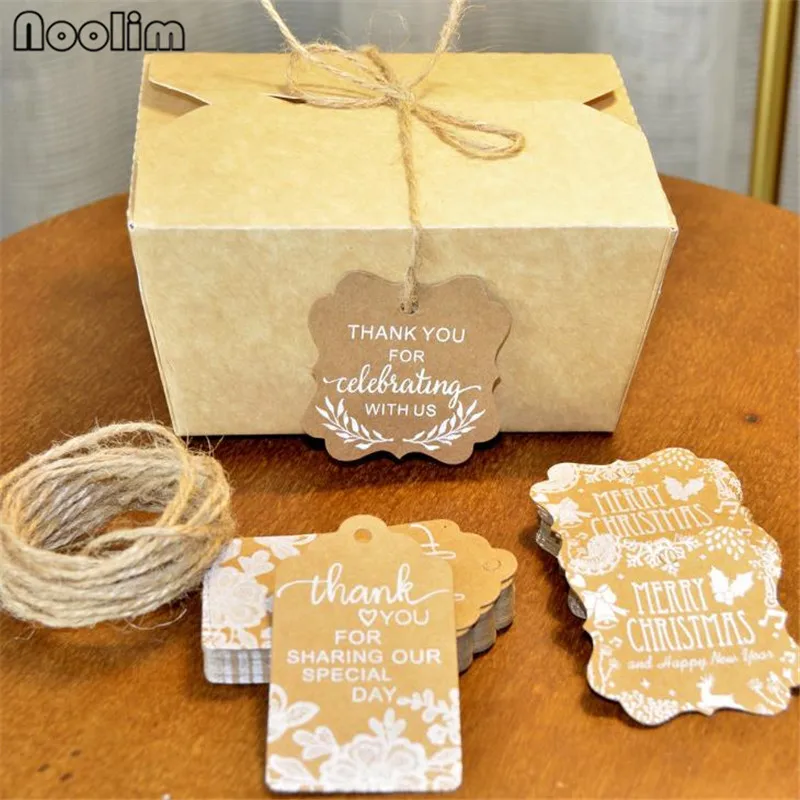 

25Pcs/Lot+10M Hemp Rope Kraft Paper Wish Message Card Small Tag Label Gifts And Bottles Card Wedding Party Christmas Decoration