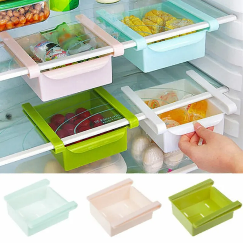 WHISM Creative Storage Boxes Plastic Refrigerator Storage Rack Fridge