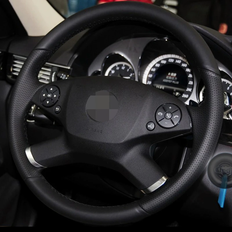 

GNUPME Hand sewing Genuine Leather Black Car Steering Wheel Cover for Mercedes Benz GLK300 GL350 GL450 E260 E300 E350
