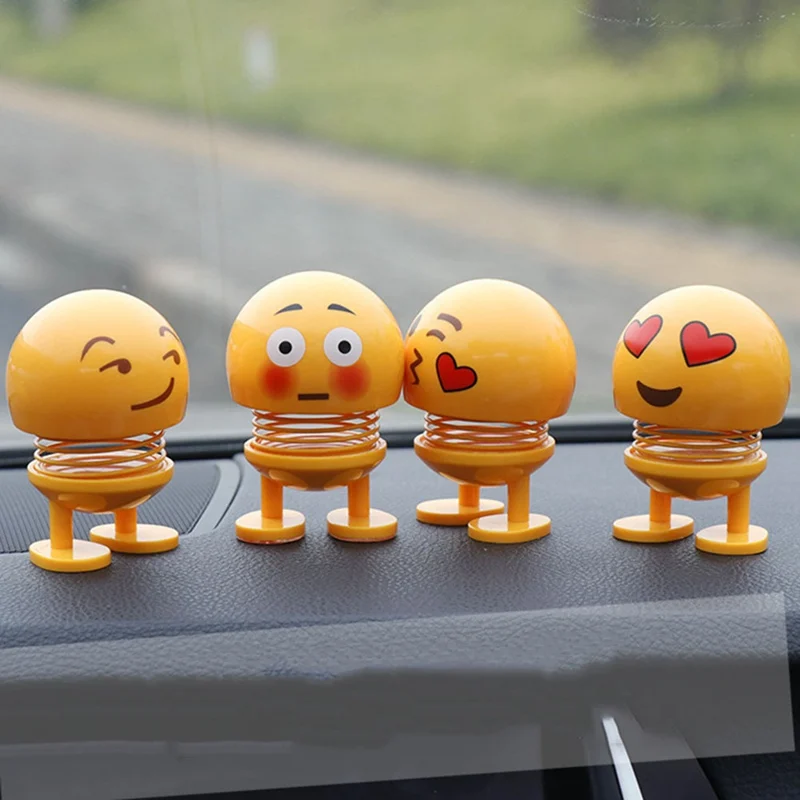 

Funny Cute Auto Shaking Head Nodding Toys For Cars Ornaments Action figure Cartoon Emotion Face Expression Doll Dashboard Decor