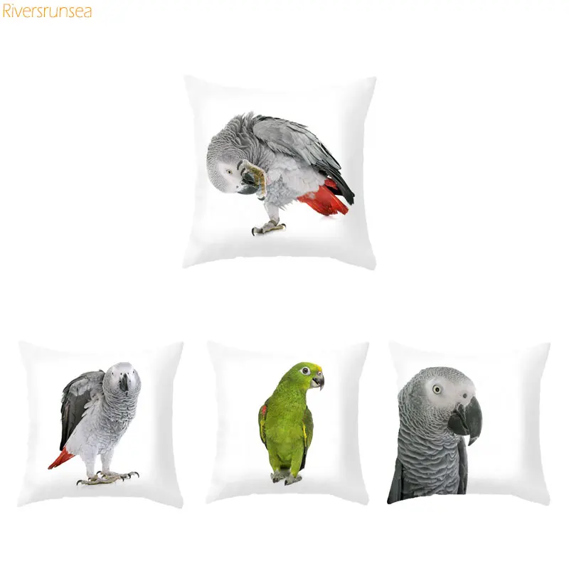 

Customized Style Parrot sofaDecorative Cushion cover Colore feather Macaw Monk parrot Sun Budgerigar Houseware Printing Pillows