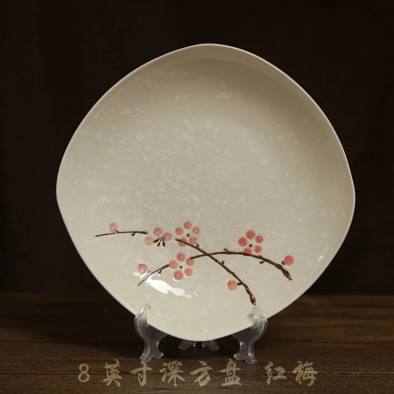Японская тарелка глазурь вниз окрашенная керамика фарфоровая посуда домашнее блюдо оригинальность Отель Ресторан суп блюдо рыба - Цвет: b