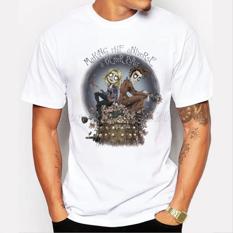 

new fashion men doctor who t shirt cartoon DR WHO printed customized male tops short sleeve casual funny basic tee