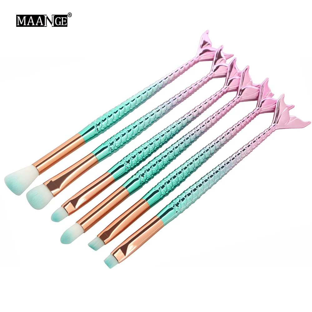 

6Pcs/set Pro Mermaid Cosmetic Makeup Brushes Set Tool Eyeshadow Eyeliner Eyebrow Concealer Lip Eyes Beauty Make Up Brush Kits
