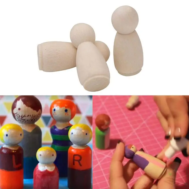 

1PC Solid Hard Wood People Different Size Natural Unfinished Ramp Preparation Paint Or Stained Wooden Family Wood Peg Dolls