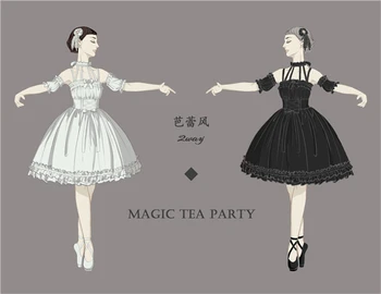 

Lolita Princess Elegant Dress Ballet Style For Girl Black White Cosplay Costume