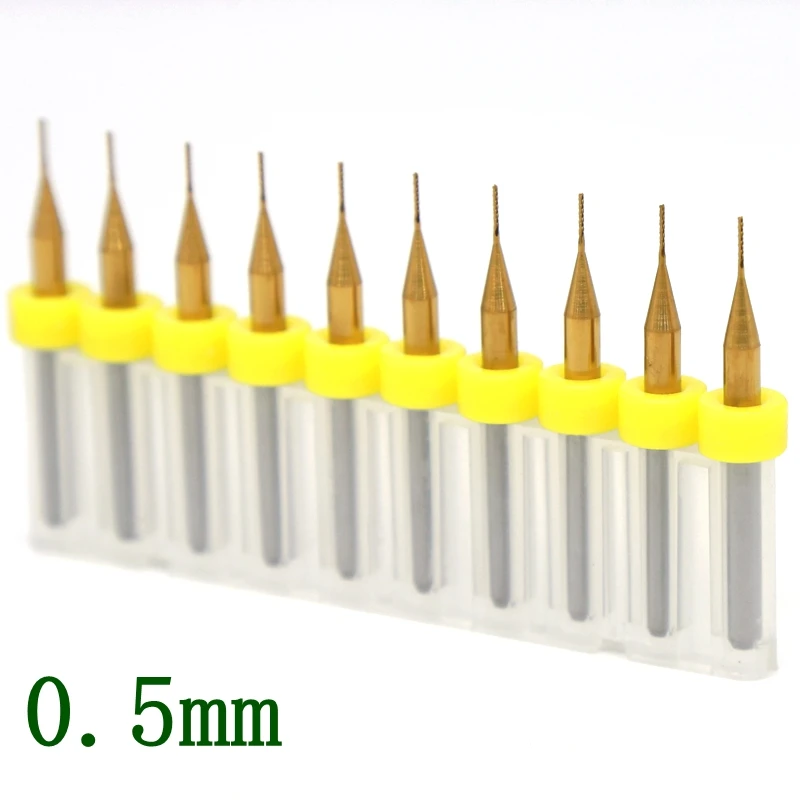 Горячая 10 шт. PCB фреза 0,5 мм ~ 1,3 мм ЧПУ маршрутизатор бит вольфрамовый карпентин фреза миниатюрный резные металла фреза