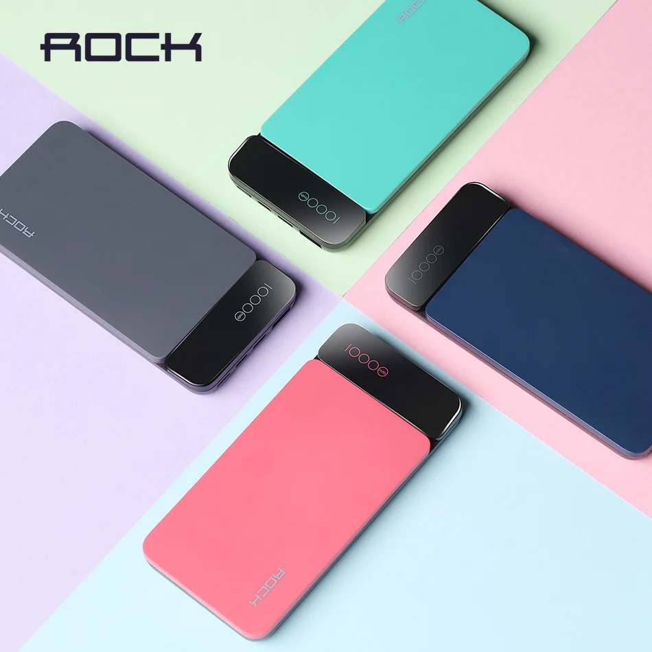 

ROCK Digital Display LCD Power Bank for Xiaomi Mi8 Portable 10000mah Phone External Battery For Mobile Phones Tablets Poverbank