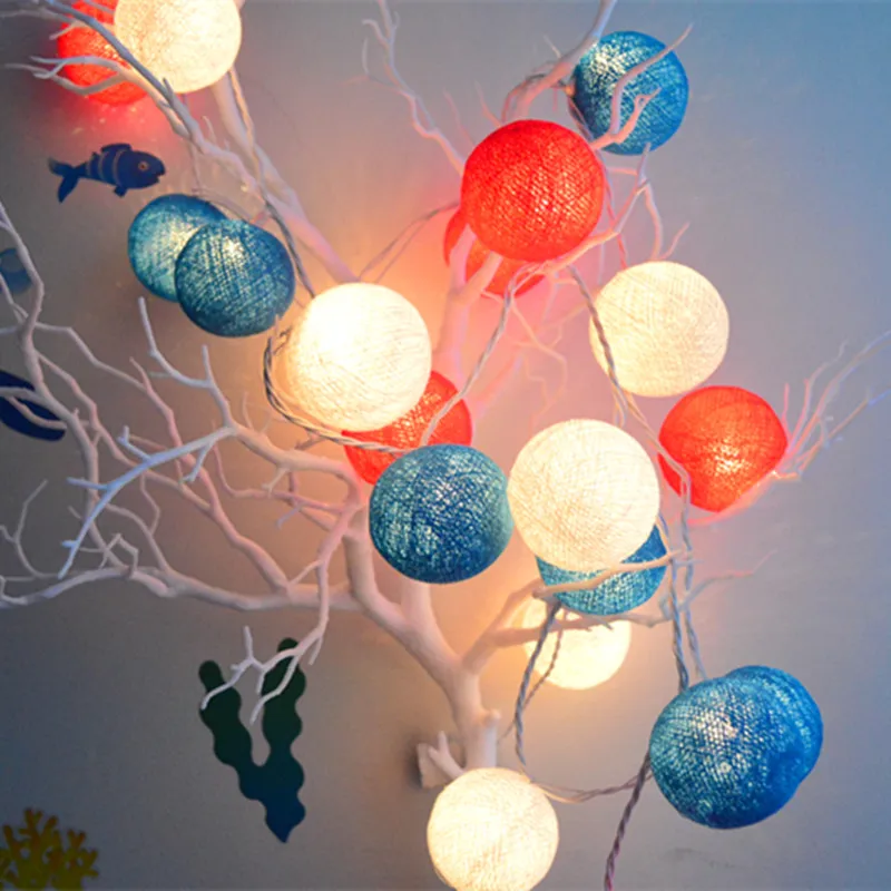White Blue Red Yarn Ball Party Wedding Decoration X Mas 110v Light