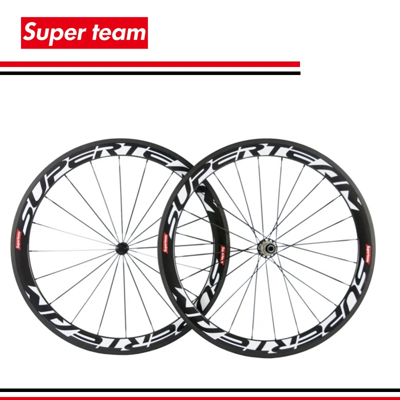 Perfect Superteam 50mm carbon wheels 700c clincher 23mm road bike wheelset in glossy finish with powerway hub 0