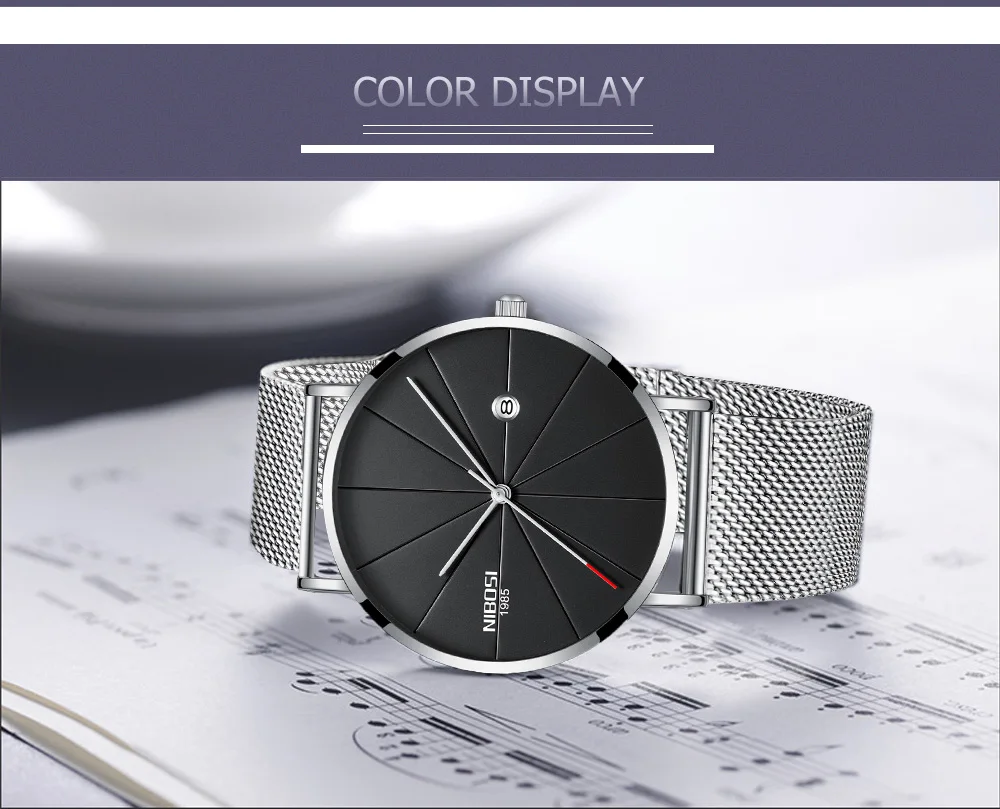 NIBOSI watch men black quartz wristwatches stainless steel mesh brand  watches men ultra thin quartz relogio masculino dourado (7)