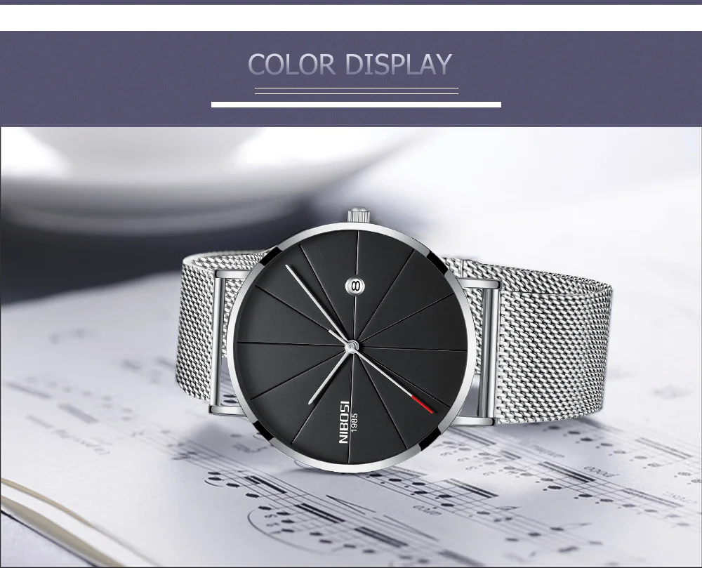 NIBOSI watch men black quartz wristwatches stainless steel mesh brand watches men ultra thin quartz relogio masculino dourado (7)