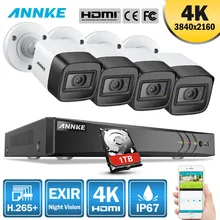 ANNKE 4 K Ultra HD 8CH DVR H.265 + CCTV Камера безопасности Системы 4 шт IP67 Weaterproof открытый 8MP Камера металла видеонаблюдения