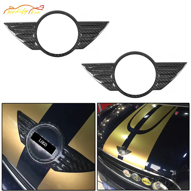 

1Set/2Pcs Carbon Fiber Lid Trunk Hood Wings Badge Covers For Mini Cooper Countryman R60 car styling car Accessories