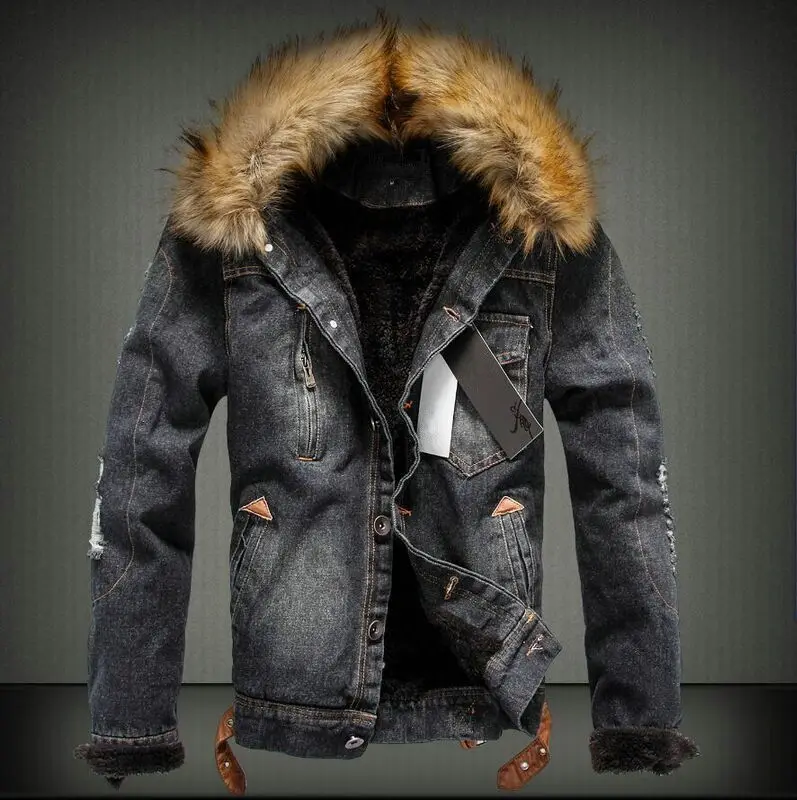 Cappotto invernale da uomo strappato Jean giacca a vento giacca in pile di  jeans maschile con collo in pelliccia sintetica uomo capispalla caldo  chaquetas hombre 101609|jacket with|fleece jacketchaqueta hombre -  AliExpress