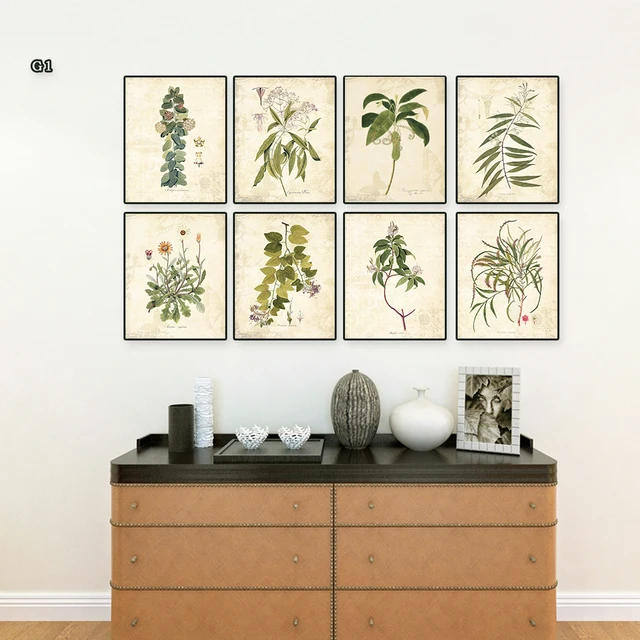 Vintage Green Leaves Aromatique Watercolor Style Art Prints 8 In 1 Vintage Green Leaves Aromatique Watercolor Style Art Prints 8 In 1 Botanical Wall Plant