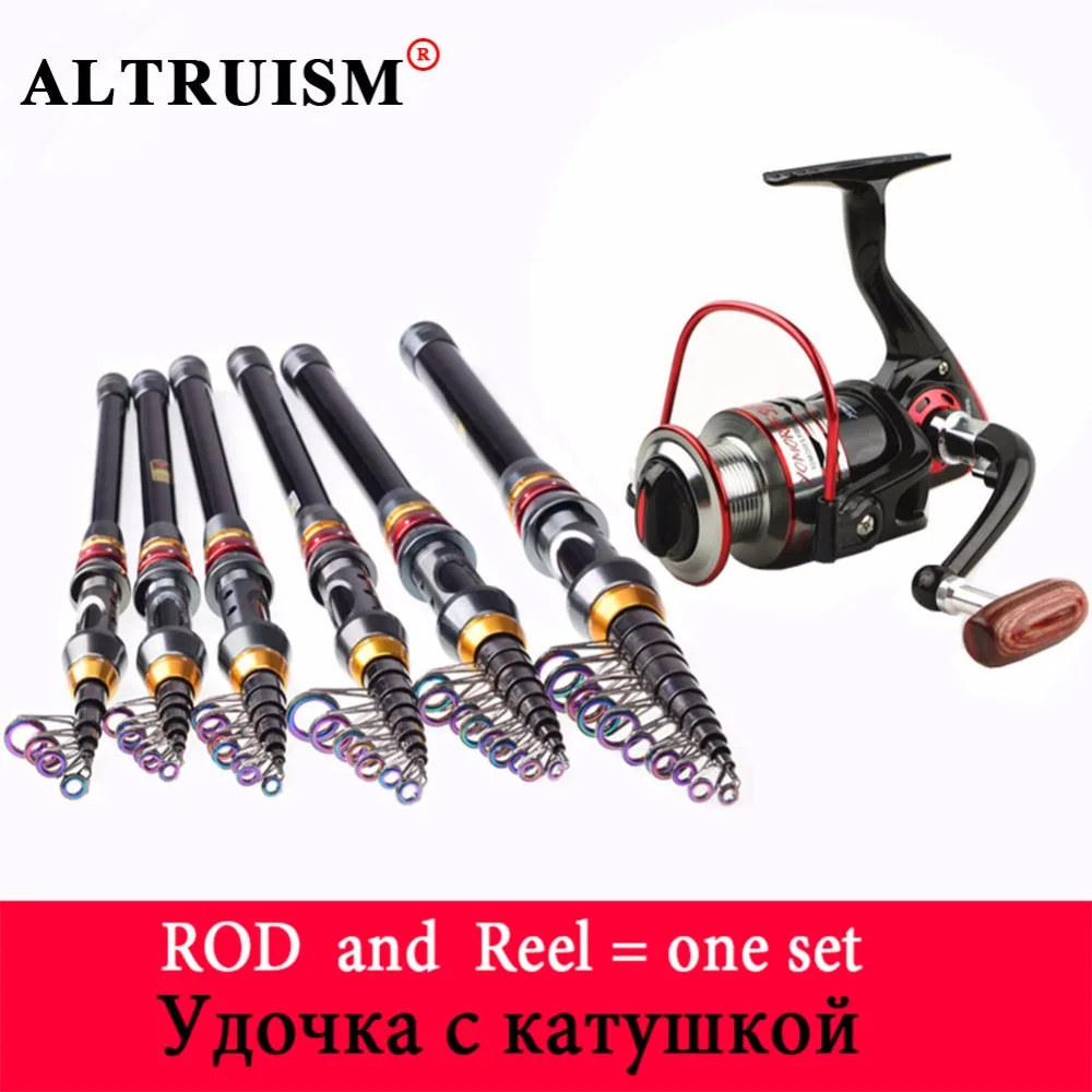 Altruism portable carbon fiber fishing rod and reel set sea telescopic