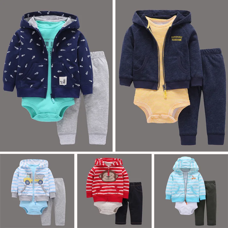 

Newborn winter infant baby outfit Baby boy Girls Clothes,3PCS/set,Hooded long Sleeve Coat floral+Bodysuits+Pants,autumn 6-24m