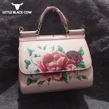 Роскошные сумки с цветочным принтом из натуральной кожи для женщин Свадебные розовые повседневные сумки брендовые дизайнерские женские вечерние сумки на плечо