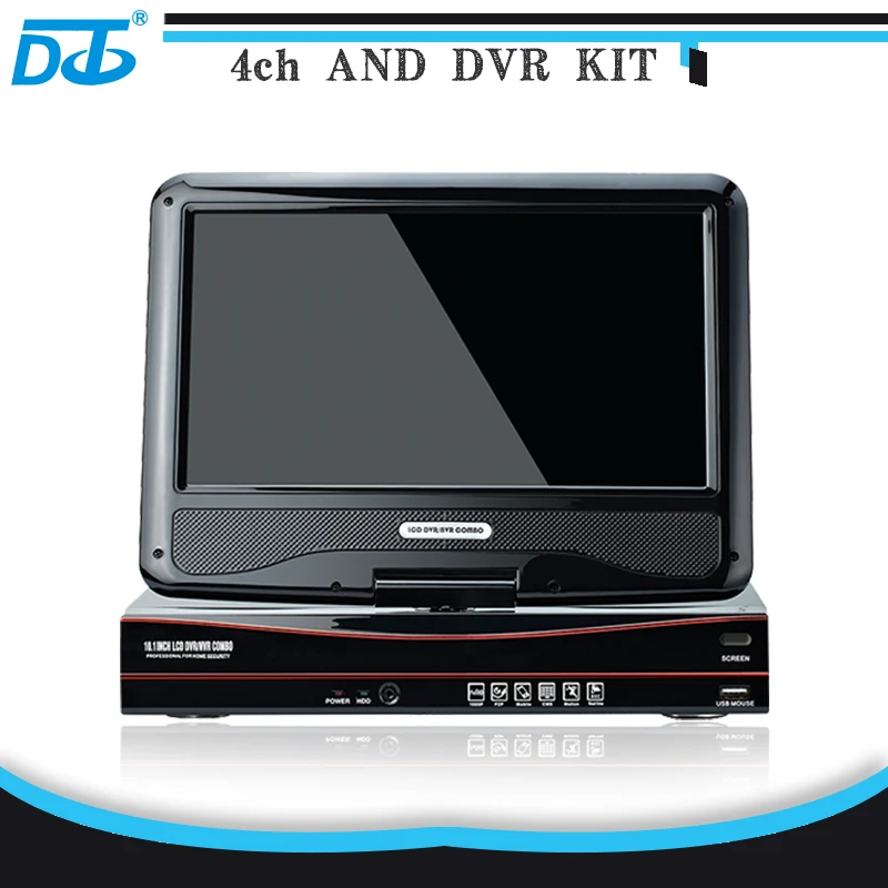 4CH AHD CCTV Digital Video Recorder DVR NVR HNVR with LCD monitor