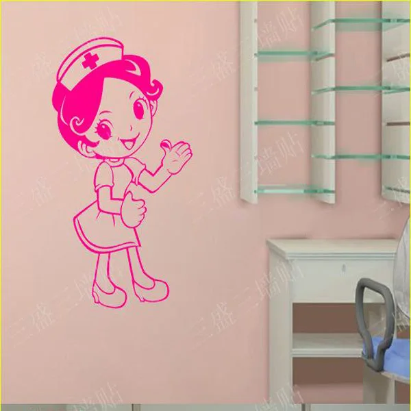 

Clinic Hospital Nurse Vinyl Decal Decorative Stickers For Doors Removable Wall Sticker For Bedroom Living Room Wall Decals Decor