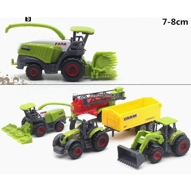 5pcs/set, Die-cast Metal Agricultural Vehicles Combination Model with Plastic Parts, Farm Car Tractor Trailers Collector Edition