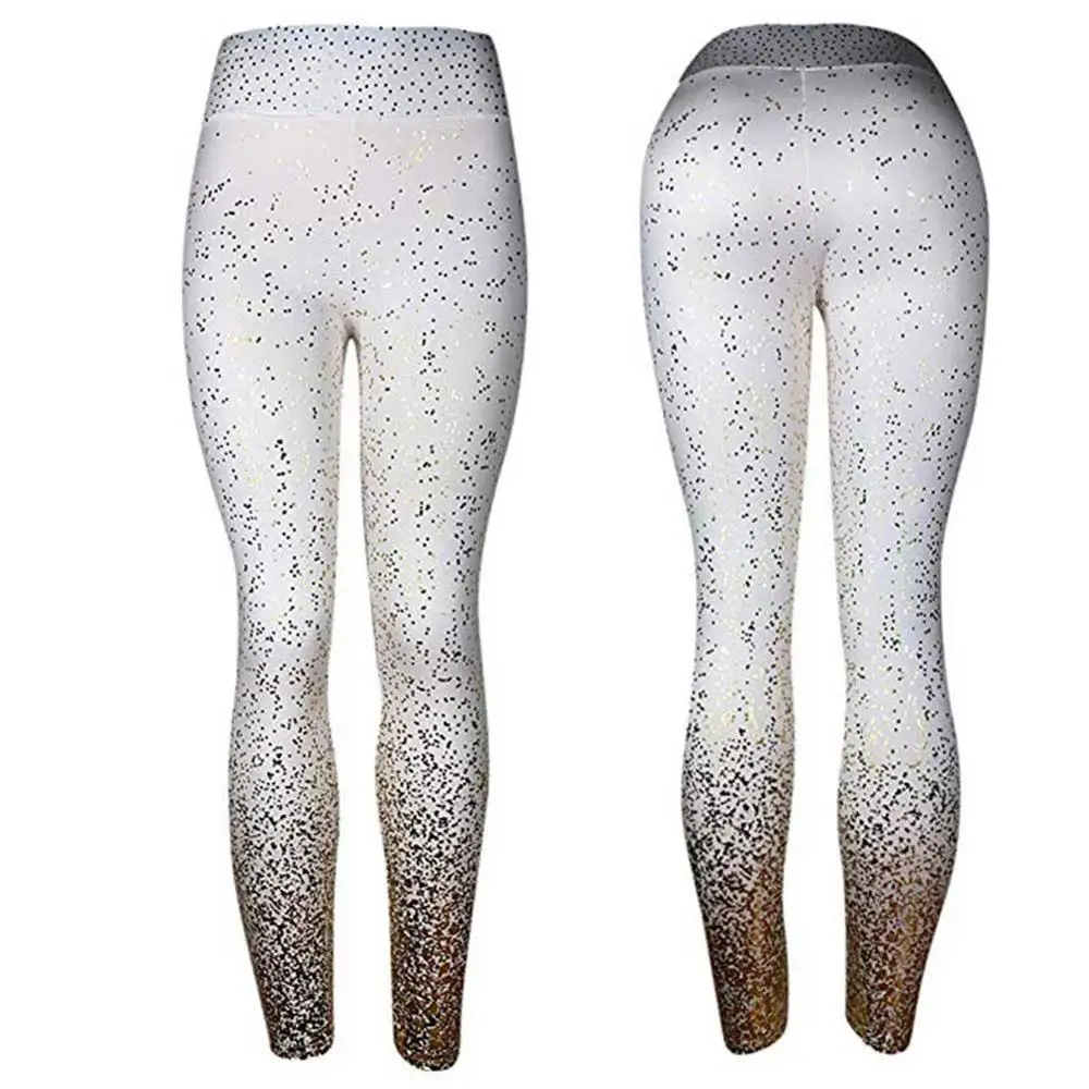 Штампованные штаны для йоги, Золотые спортивные Леггинсы с высокой талией для фитнеса, женские колготки Пуш-Ап для спортзала, Mallas Mujer Deportivas, леггинсы - Цвет: Style 3 White