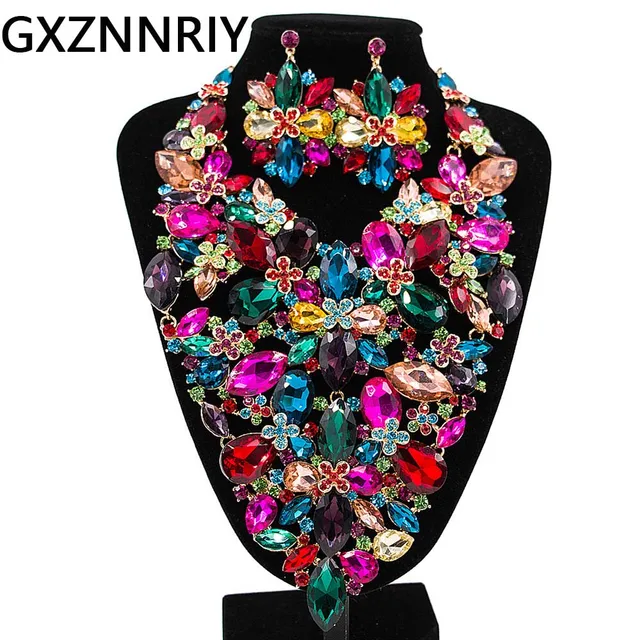 Christmas Gift for women Free shipping Black Jet Crystal Necklace Earrings Bracelet Bridal Jewelry Set Crystal Rhinestone Prom Earrings
