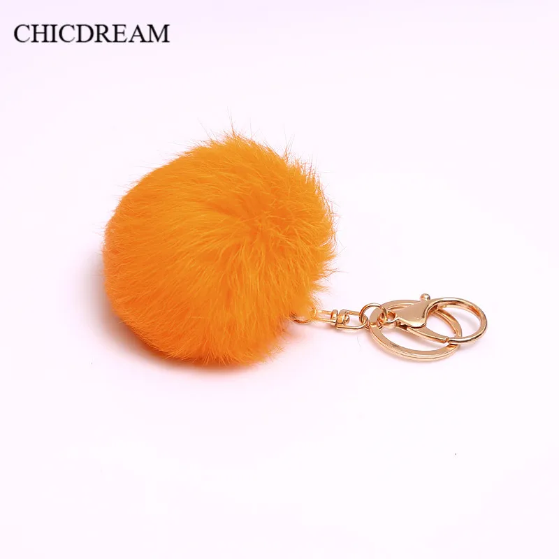 

CHICDREAM 8CM Genuine Rabbit Fur Ball Keychain 2017 Fur Ball Keyring Women Fur Safety Car Key Chain Couples Men llaveros mujer