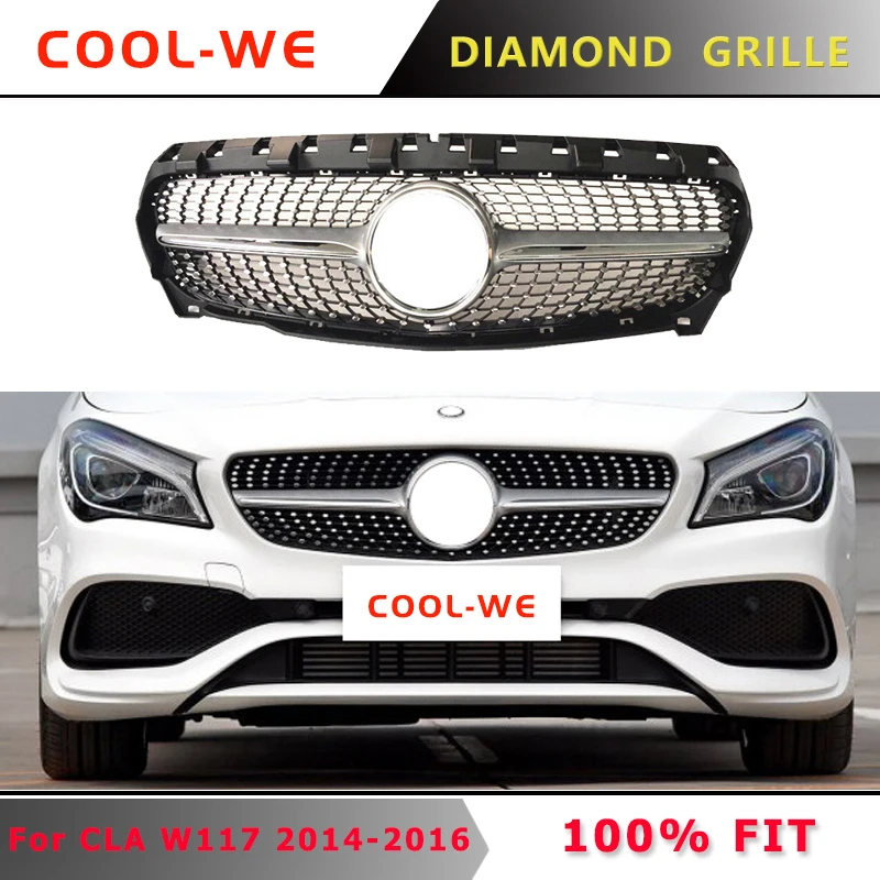 Алмазный гриль для переднего бампера Mercedes CLA W117 решетка CLA180 CLA200 CLA250 CLA300 CLA45 2013